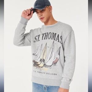 Hollister Gray Graphic Crewneck Sweater